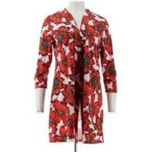 NWT SLINKY BRAND‎ 3/4 SLV TEXTURED FLORAL DUSTER MEDIUM